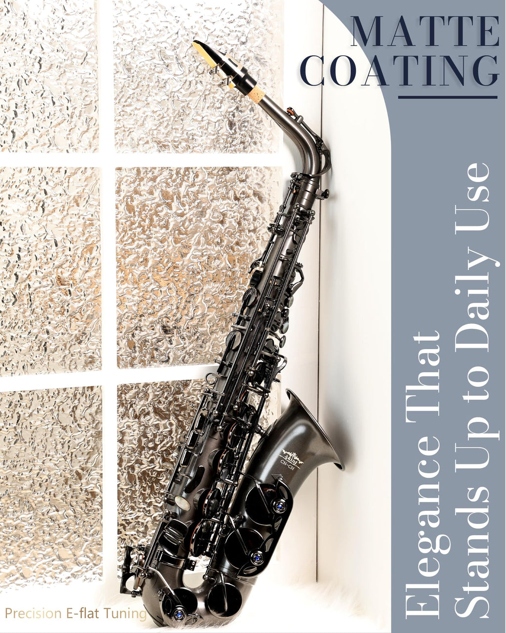 AKLOT Handcrafted E-Flat Alto Saxophone: Matte Silver Brass Body with Warm, Rich Tone, Secure Air Seal, Smooth 23-Key System, Includes Reeds, Premium Leather Case and Saxophone Cleaning Kit (CH-FM)