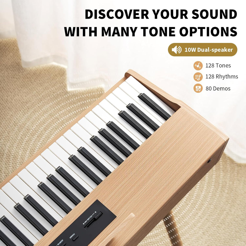 AiJoy Digital Piano Keyboard Hammer Weighted 88 Keys, Full Size Electric Piano for Beginners, with LCD Display and Triple Pedal, Supports USB-MIDI/Wireless Connect, ADP-50