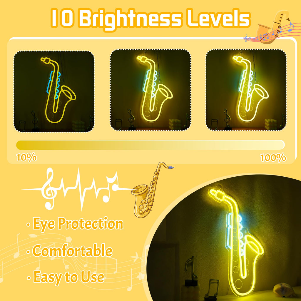 CoolGift Mart Acoustic Guitar Neon Light, Dimmable LED Guitar Neon Wall Sign USB Powered, Decorations for Bedroom Living Room Man Cave Music Studio, Gift for Guitar Players Guitarists Music Lovers