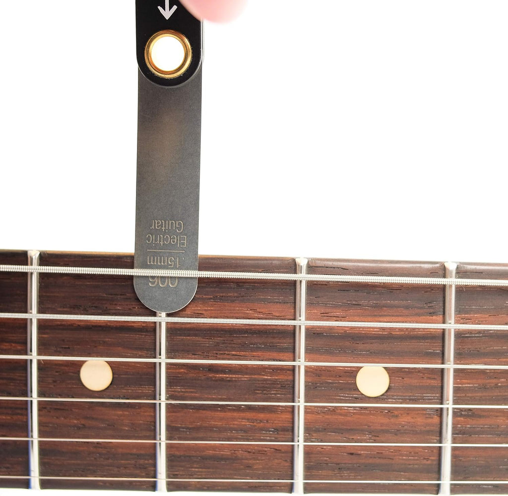 MusicNomad Truss Rod Gauge & String Action Gauge Combo Bundle (MN614) | Measures Neck Relief & String Action, Stainless Steel, Fret Rocker & Pickup Ruler Included