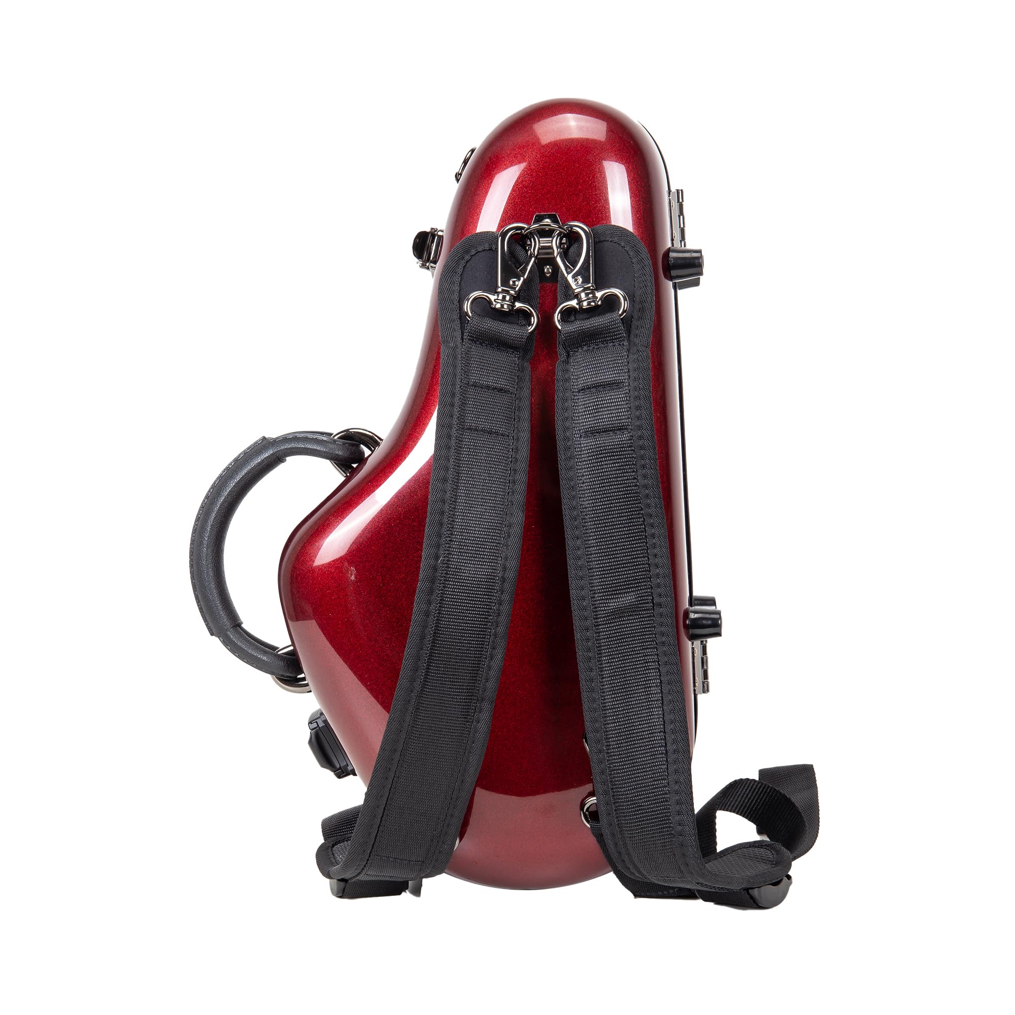 Crossrock Pro-Grade Straight Soprano Saxophone Case | Crimson Red Gloss, TSA Lock, Elite Protection, Detachable Backpack Straps, Accessory Pocket for Professional Musicians