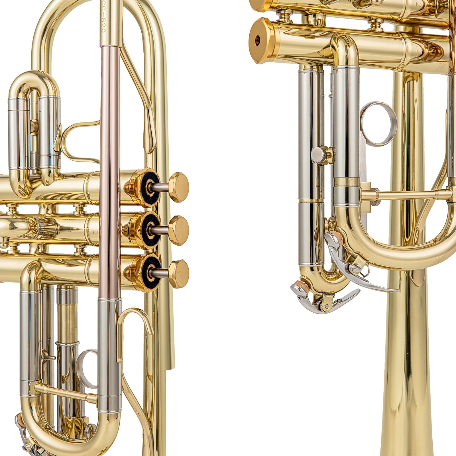 Bb trumpets red gold brass leadpipe mouthpipe advanced student professional trumpet Musical Instruments For Beginner Adults (710 gold brass)