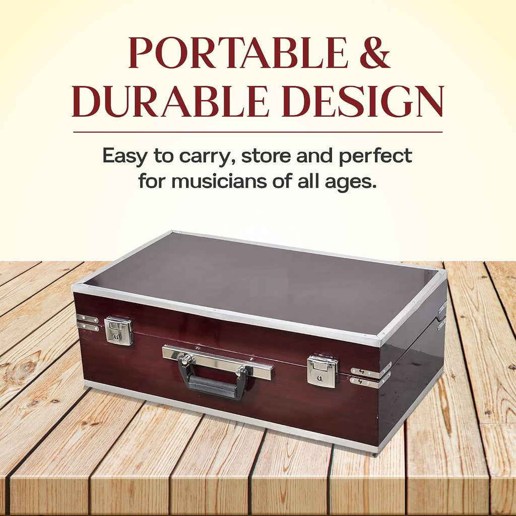 Harmonium 9 Stopper(Portable), Chudidaar 7 Bellow, 42 Key, Two Reed(Bass-Male), 3 1/2 Octave,Coupler, Harmonium With Cover (Mahogany Color)