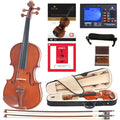 Cecilio 1/2 Size Natural Varnish Violin for Beginners, Hand-Carved Solid Spruce Top, Maple Back & Sides, Full Fiddle Kit with Hard Case, Bows, Rosin, Shoulder Rest, Lesson Book