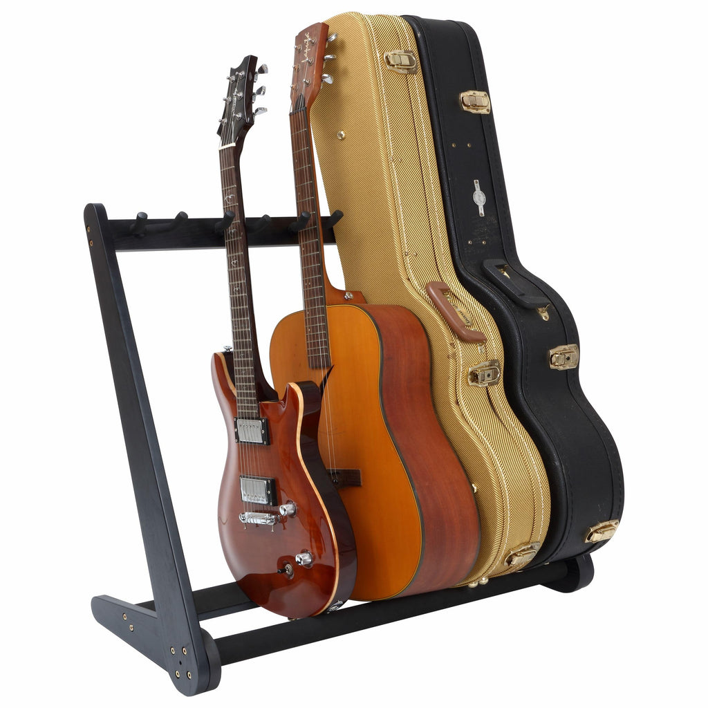 Nefelibata Multi-Purpose Guitar Stands 5 Wooden Guitar Rack Floor Stand for Guitars and Cases, Electric Guitars, Acoustic Guitars, Bass Guitars, Cellos - German Ash (Yellowish Brown)