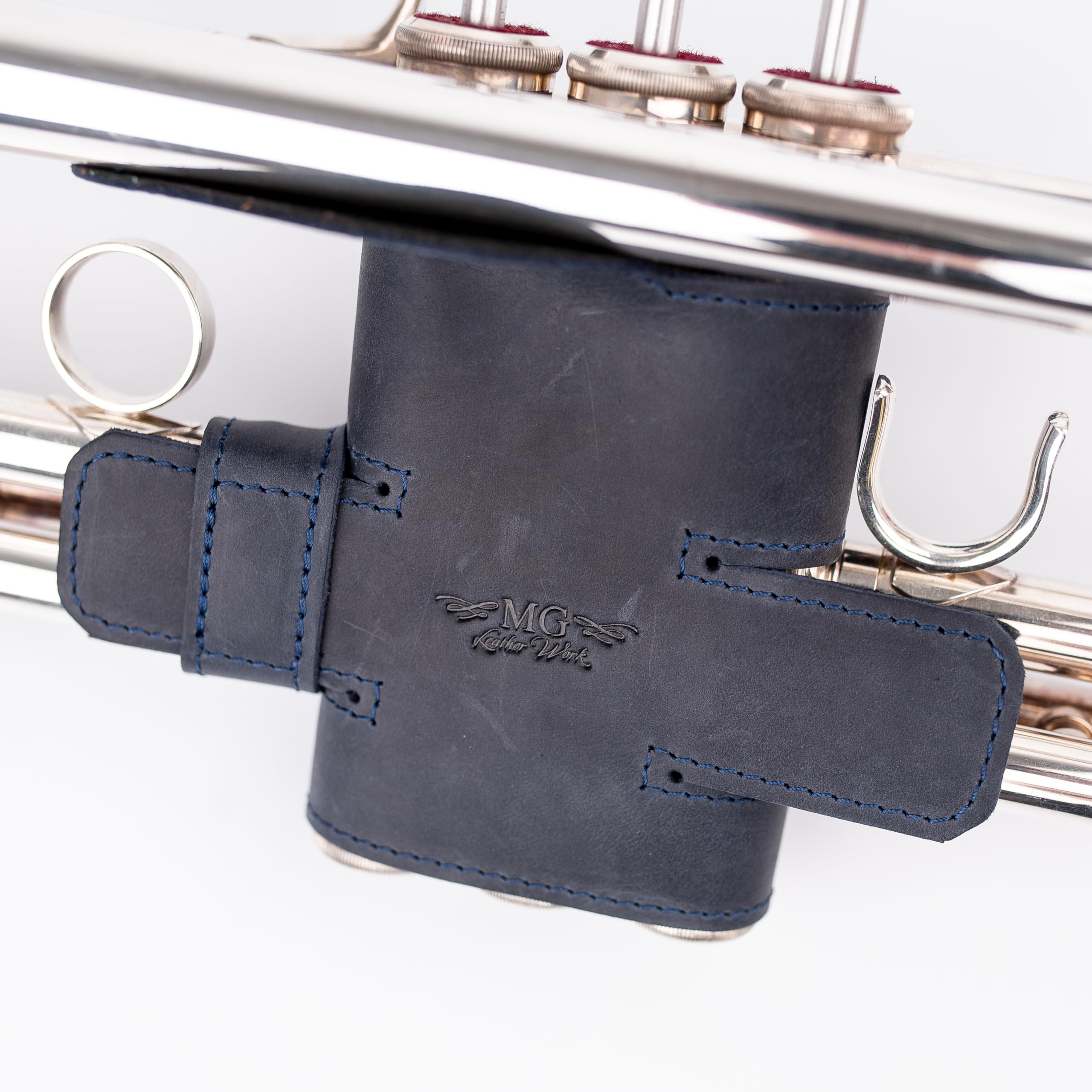 Trumpet Valve Guard XL Genuine Leather Protection Trumpet Valve Cover Valve Wrap (Green)
