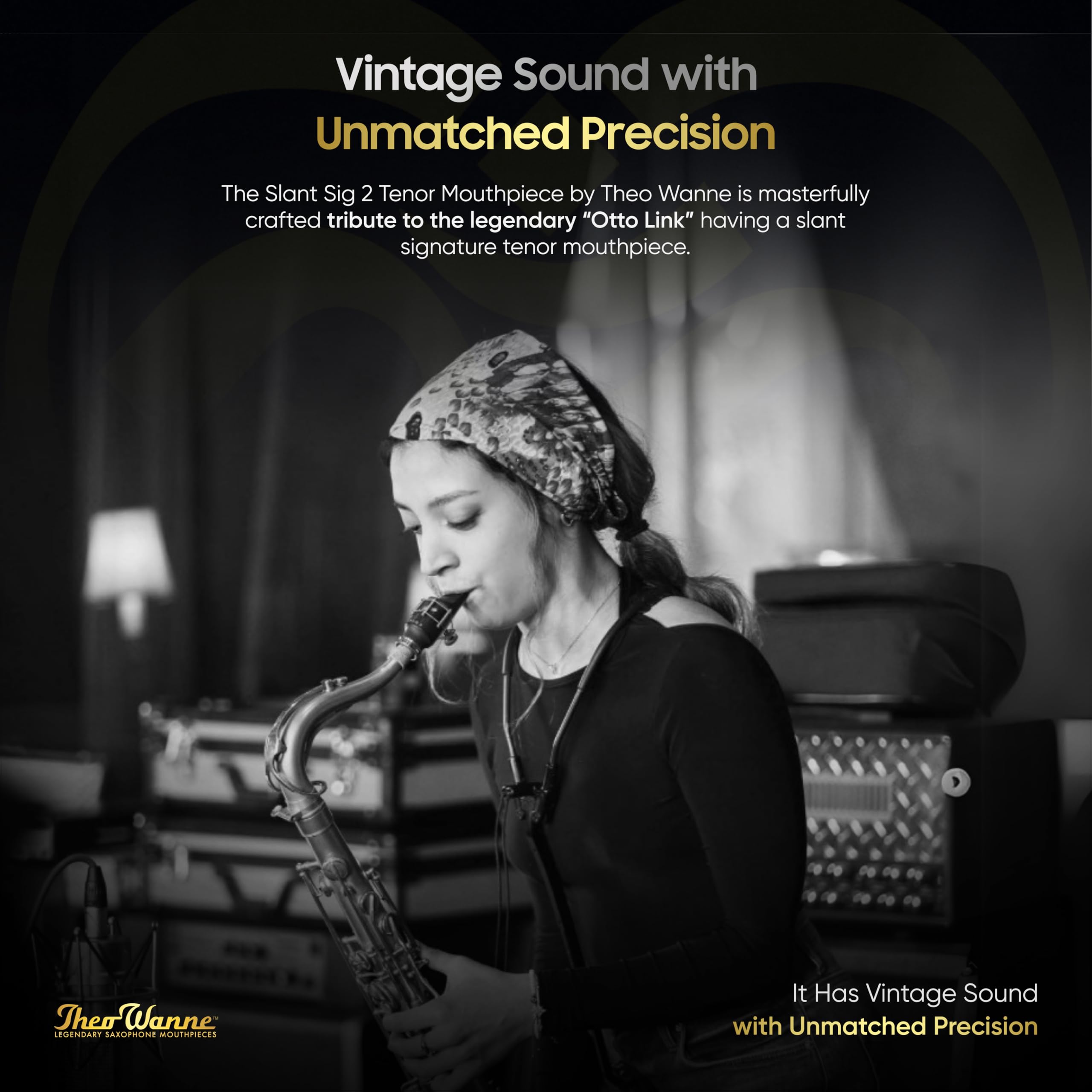Theo Wanne Slant Sig 2 Tenor Saxophone Mouthpiece with Ultimate Vintage Style Hard Rubber, Large Chamber & Roll Over Baffle for Expressive Projection, Classic & Warm Vintage Sound - Size 7* (.105")