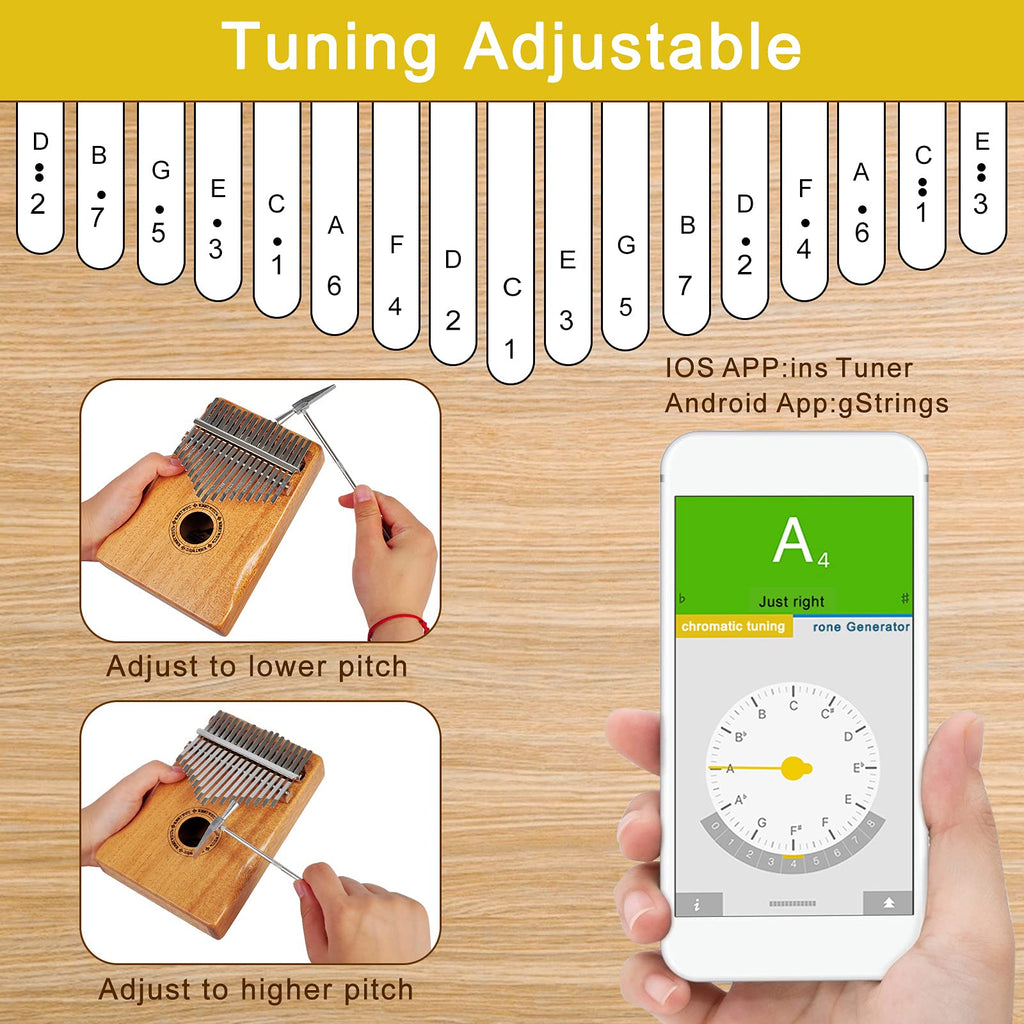 EASTROCK 17 Key Electric Kalimba Thumb Piano Built-in Pickup Professional Electric Kalimba Finger Piano for Kid Adults Beginners Professional (Mahogany Hand Rest EQ)