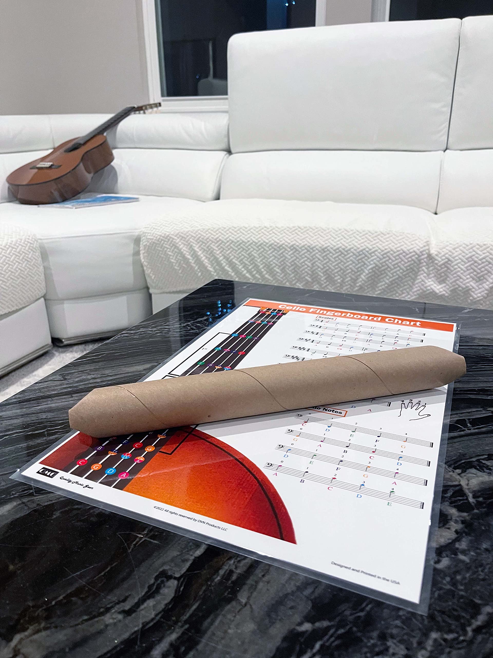 QMG Cello Fingering Chart with Color-Coded Notes, Cello Scales Techniques Suitable for All Levels