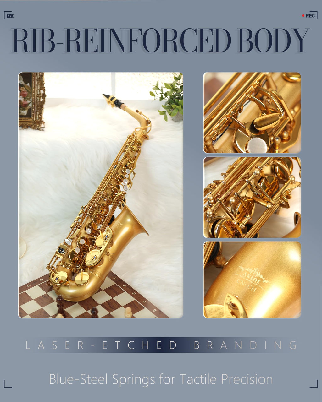 AKLOT Handcrafted E-Flat Alto Saxophone: Matte Silver Brass Body with Warm, Rich Tone, Secure Air Seal, Smooth 23-Key System, Includes Reeds, Premium Leather Case and Saxophone Cleaning Kit (CH-FM)
