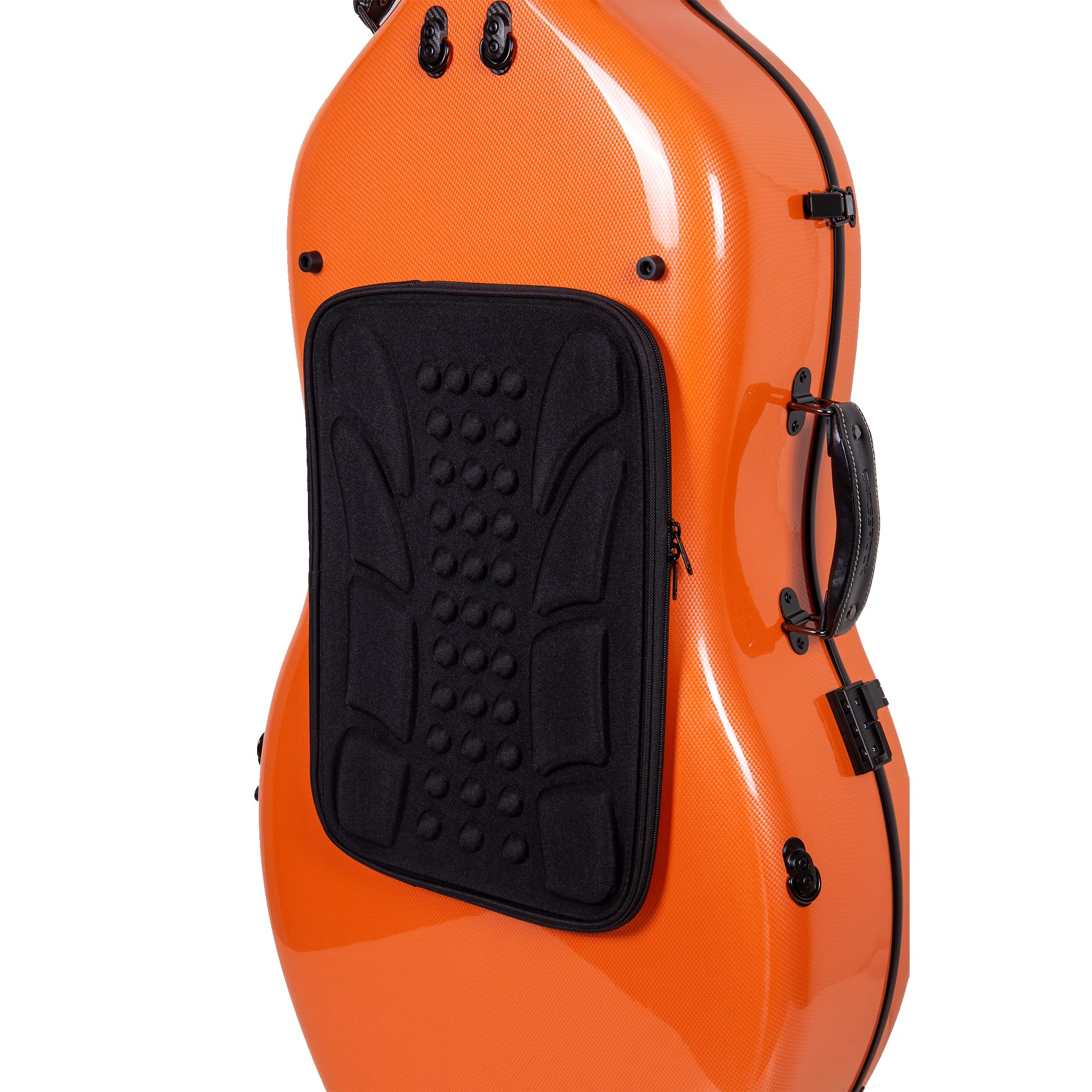 Crossrock Carbon Fiber Case fits for 4/4 Full Size Cello with Removable Shoulder Straps-Black(CRF3020CEFBK)