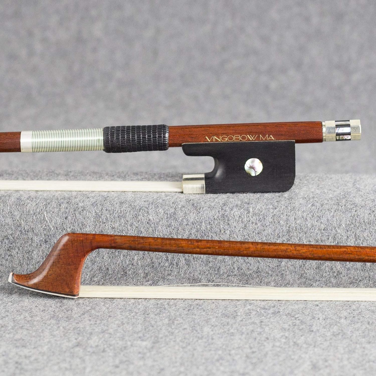 Cello Bow 4/4 Size Carbon Fiber Core Wood Skin Hybrid VINGOBOW 120C Master Level Ebony Frog Well Balanced Pernambuco Performance Sweet Warm Tone Mongolian Horse Hair