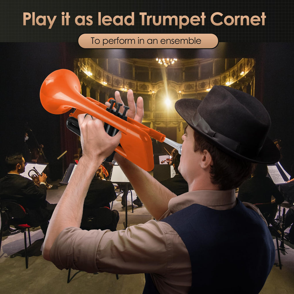 PAMPET SEA LION Professional Plastic Bb Trumpet Standard Trumpets Trumpet Set for Student Beginner Bb Trumpet Instrument (Red)