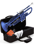 Mendini By Cecilio Bb Standard Trumpet Set for Beginners - Brass Trumpet Instrument with Hard Case, 7C Mouthpiece, Valve Oil, Cleaning Cloth, Maintenance kit and Gloves (Gold)
