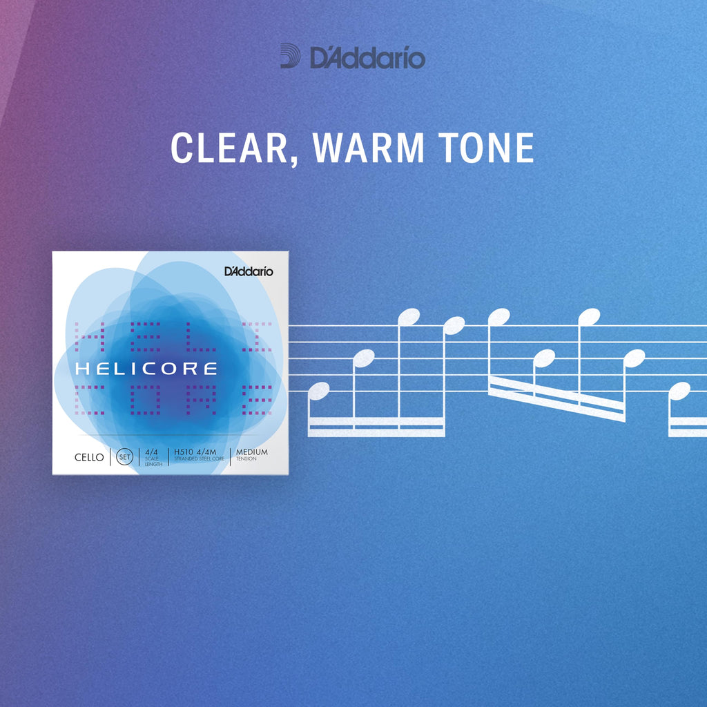 D’Addario Helicore 4/4 Size Violin String Set with Aluminum Wound E String - H310W 4/4M - Stranded Steel Core for a Clear, Warm Tone - Medium Tension