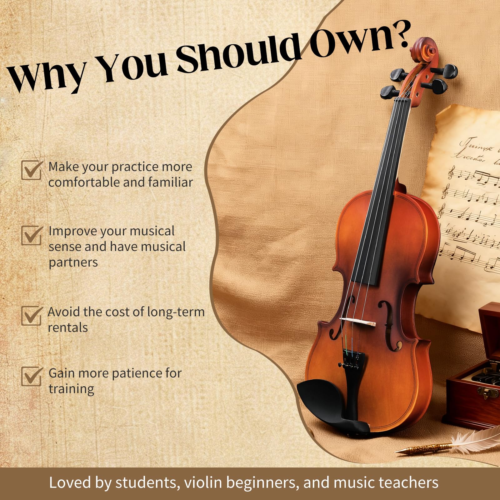 Ktaxon 1/4 Violin for Beginners, Fiddle for Students and Enthusiasts, Acoustic Violin Kit with Case, Bow, Rosin & Manual
