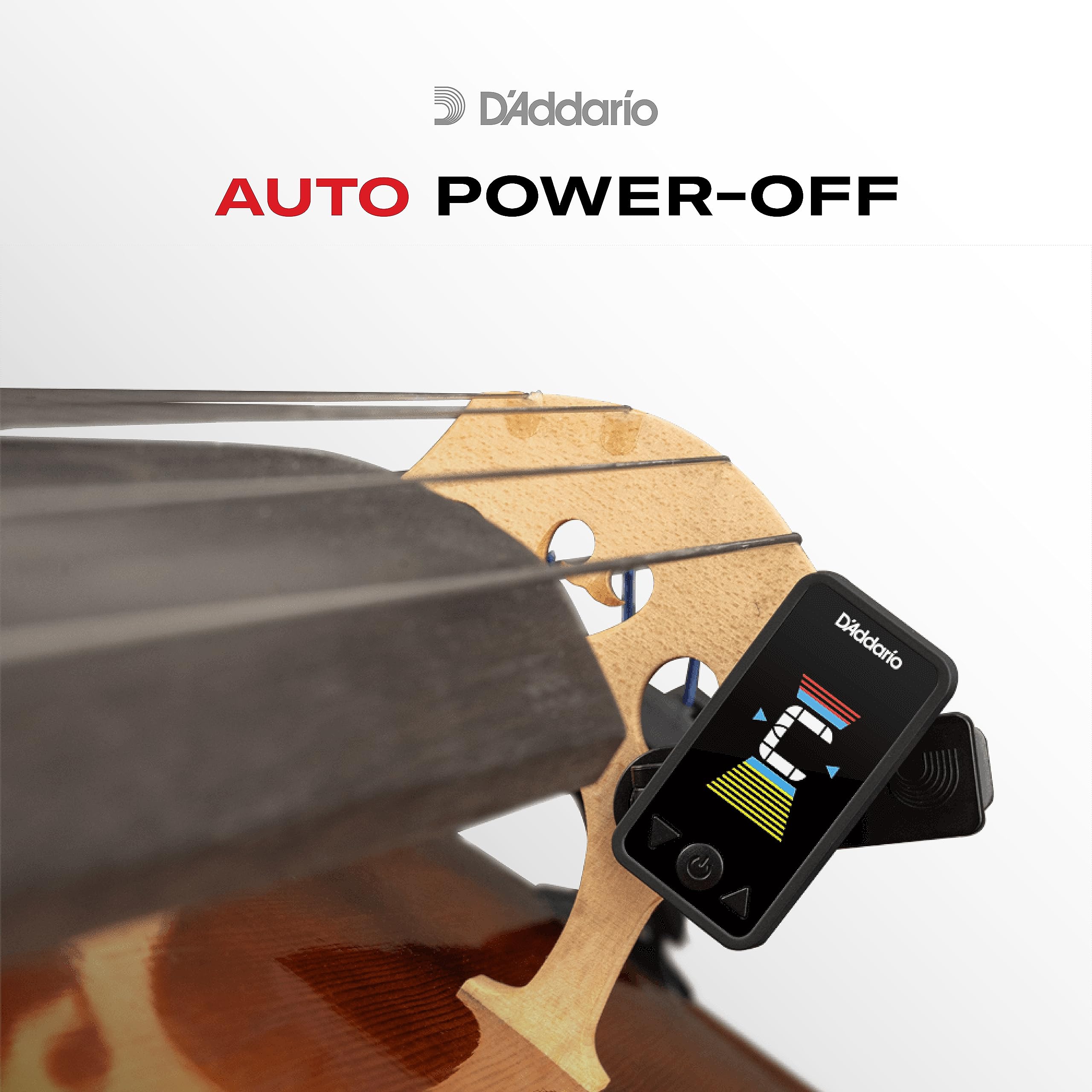 D'Addario Cello & Bass Tuner - Eclipse Headstock Clip On Tuner for Cello or Bass - Full Color, Vertical Display with Swivel - Quick & Accurate Tuning