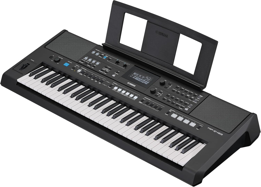 Yamaha PSR-E483, 61-Key Touch-Sensitive Portable Keyboard with Sound, Music Rest and Power Adapter