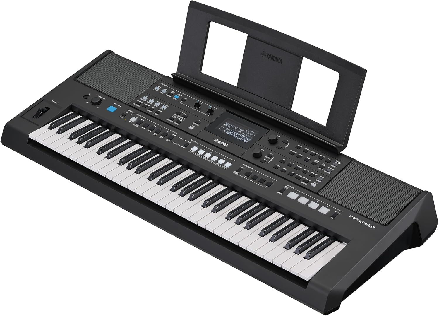 Yamaha PSR-E483, 61-Key Touch-Sensitive Portable Keyboard with Sound, Music Rest and Power Adapter