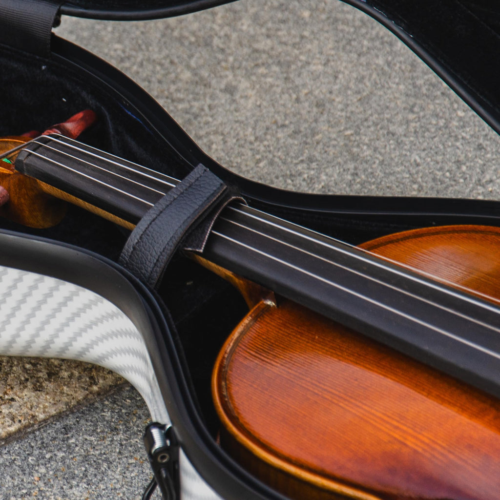 Christina violin case 4/4 Full Size Violin case High-Strength Carbon Fiber Pear-Shaped Violin Music Bag With Combination Lock and Extra Bag Gray Violin Hard Case (VB-Random type-SilveryGray spot)