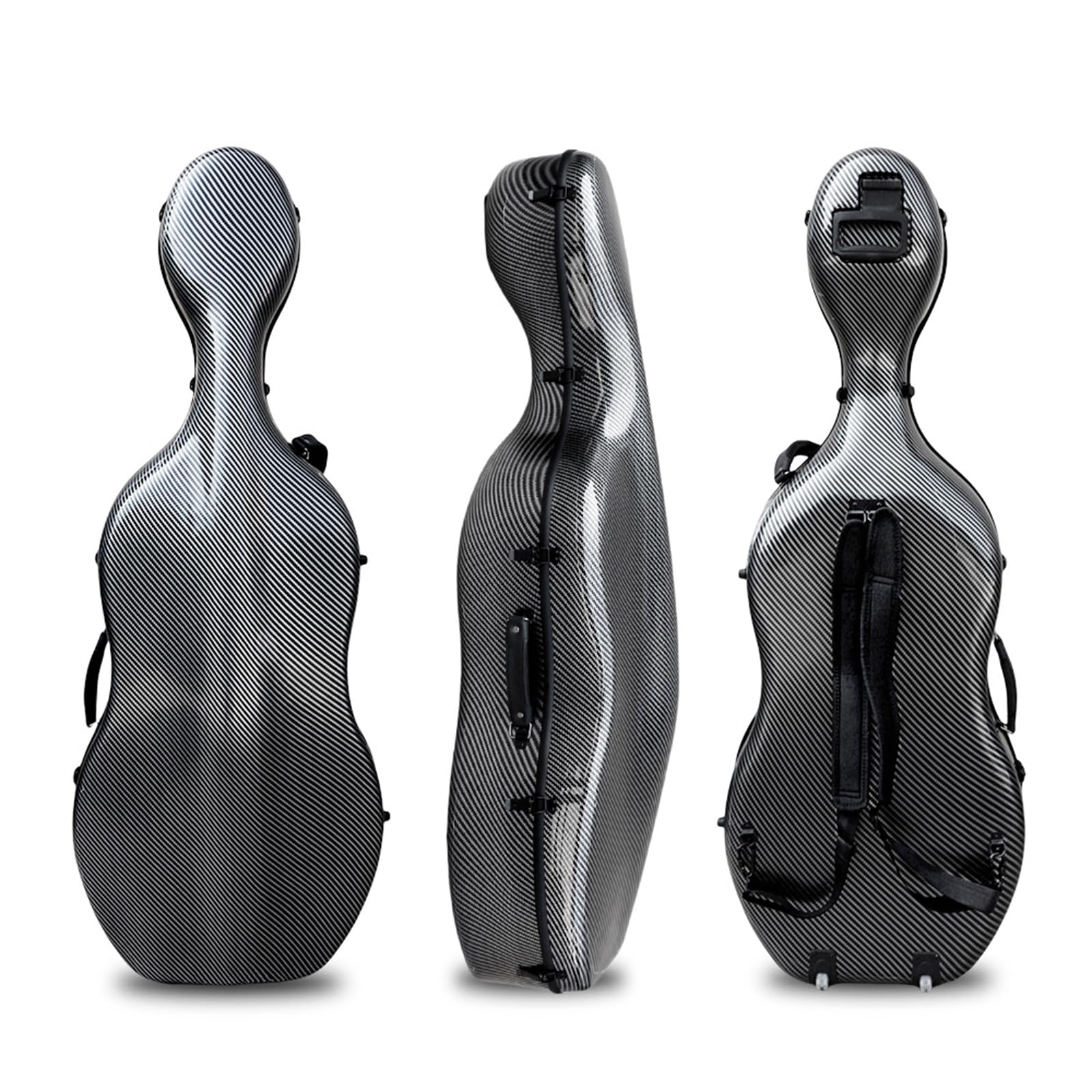 Vetimobato Carbon Fiber Cello Case for 4/4 Full Size Hard Shell with Wheels, Built-in Handle, Backpack Straps, Bow Holders Cello Accessories Box Strong & Ultralight (Dark Green)