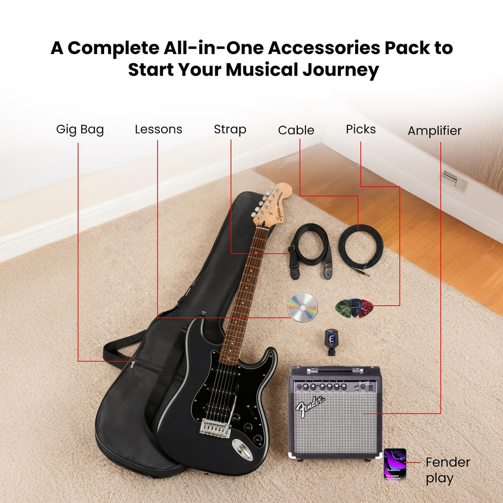 Fender Squier Affinity Stratocaster FMT HSS - Sienna Sunburst Bundle with Frontman 10G Amplifier, Gig Bag, Tuner, Instrument Cable, Strap, Picks, and Austin Bazaar Instructional DVD