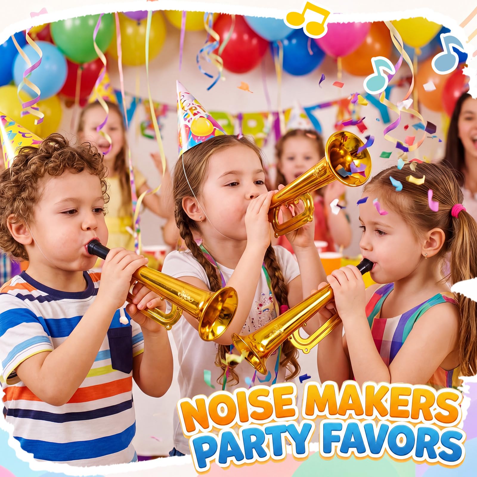 Deekin 36 Pcs 4th of July Plastic Trumpet 6 Inch Patriotic Party Favor Noise Maker Trumpet 250th Anniversary Noise Makers Musical Instruments for 4th of July Soccer Party Favors(Red, Blue, White)