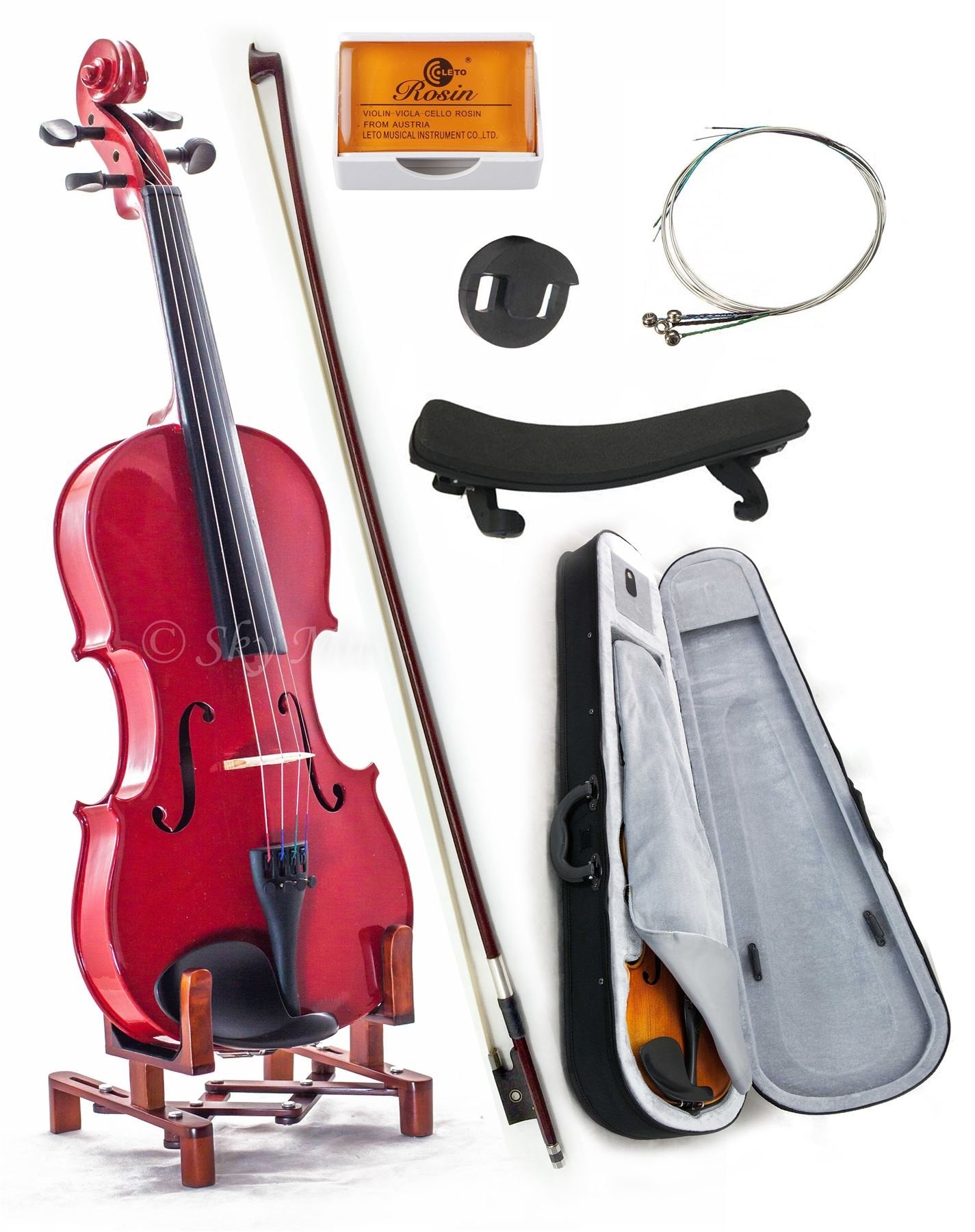 SKY 1/16 Size SKYVN201 Solid Maple Wood Violin with Lightweight Case, Brazilwood Bow, String, Rosin and Mute