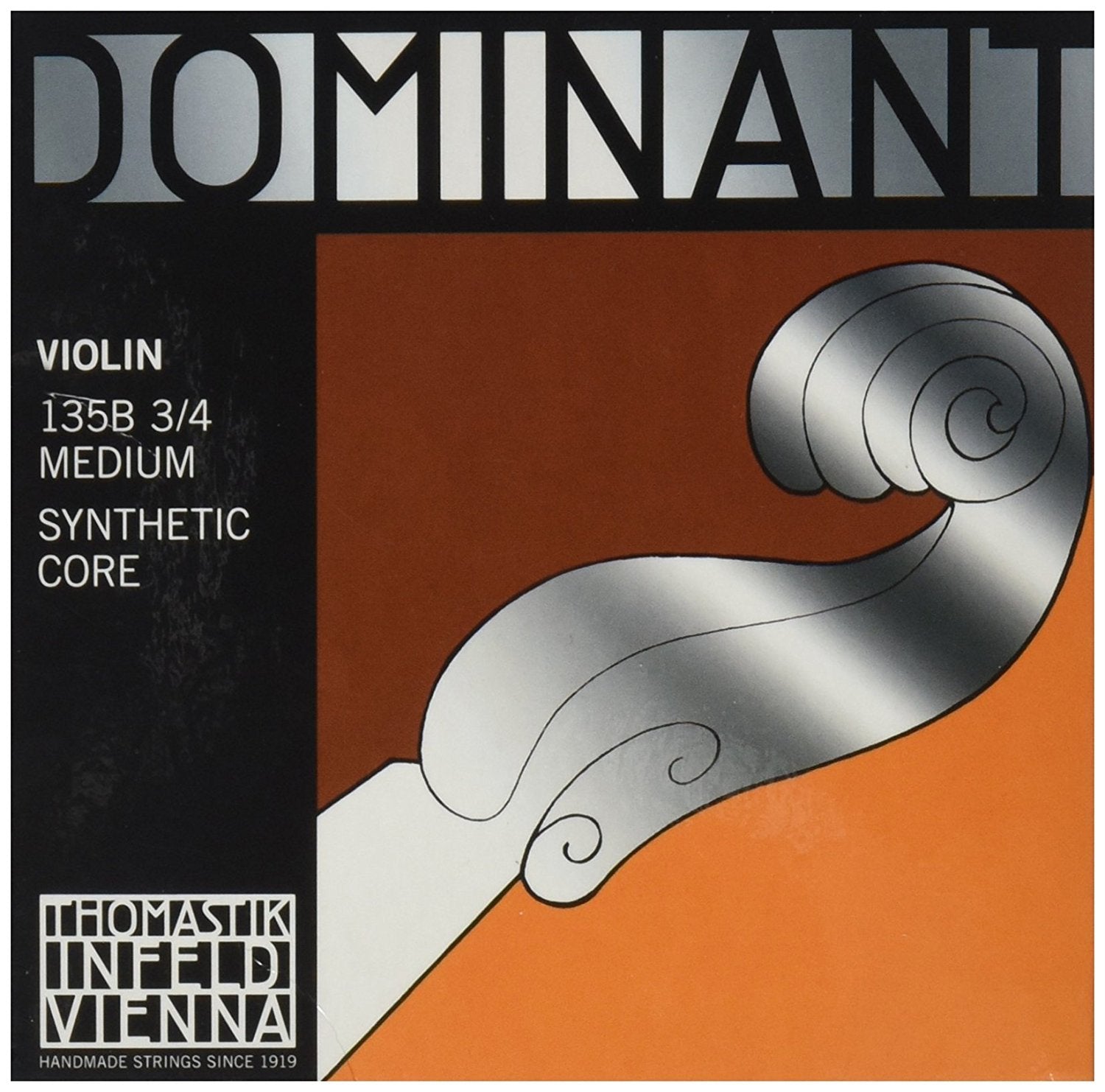 Thomastik-Infeld Dominant Violin String Set, 4/4 Size, Medium Tension - 135B - Synthetic Core A, D, G with Stainless Steel E, Removable Ball - Clear & Balanced Tone, The Reference Standard for Violin