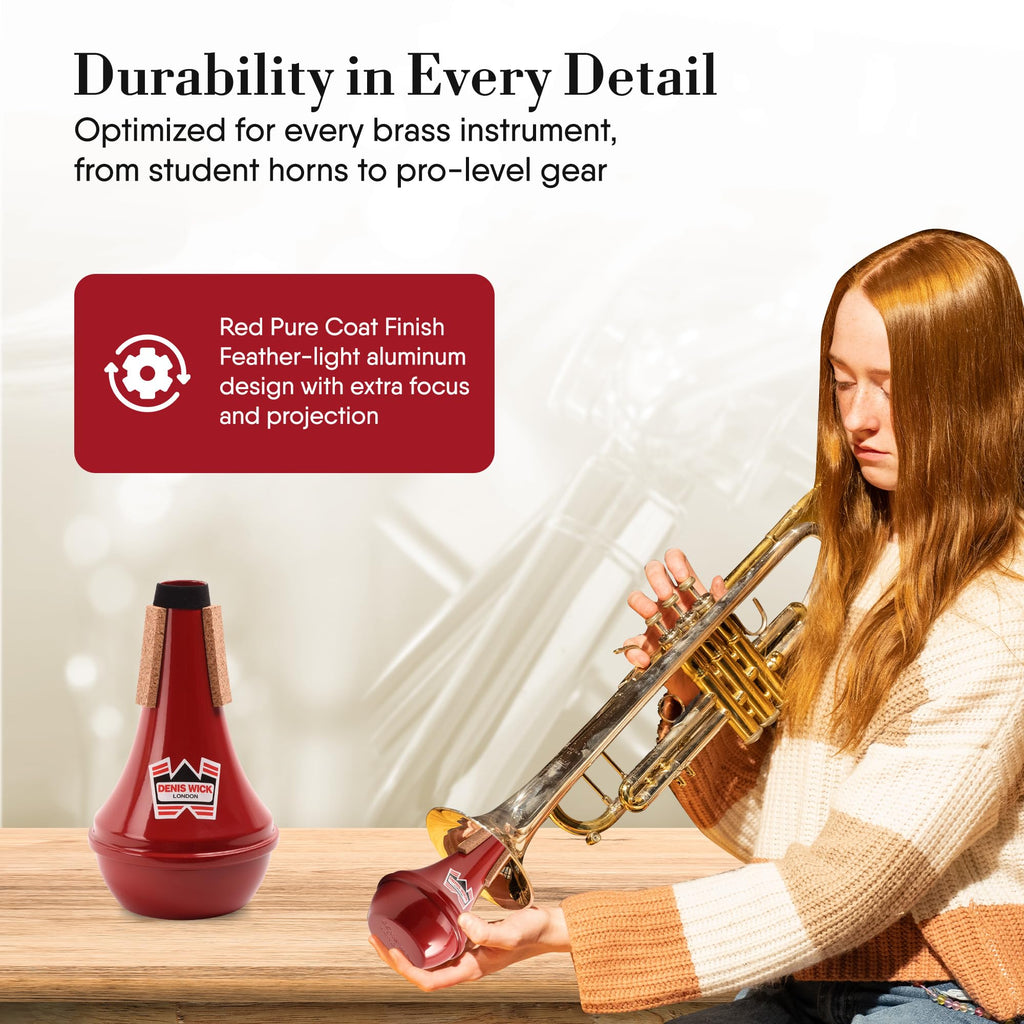 Denis Wick Straight Mute for Trumpet or Cornet, 5504 - Hand-Spun Aluminum Mute with Natural Cork - Brilliant Tone, Reliable Intonation & Tight-Bell Fit for Performance - 6.1 x 3.4 x 3.4 In, 2.26 oz