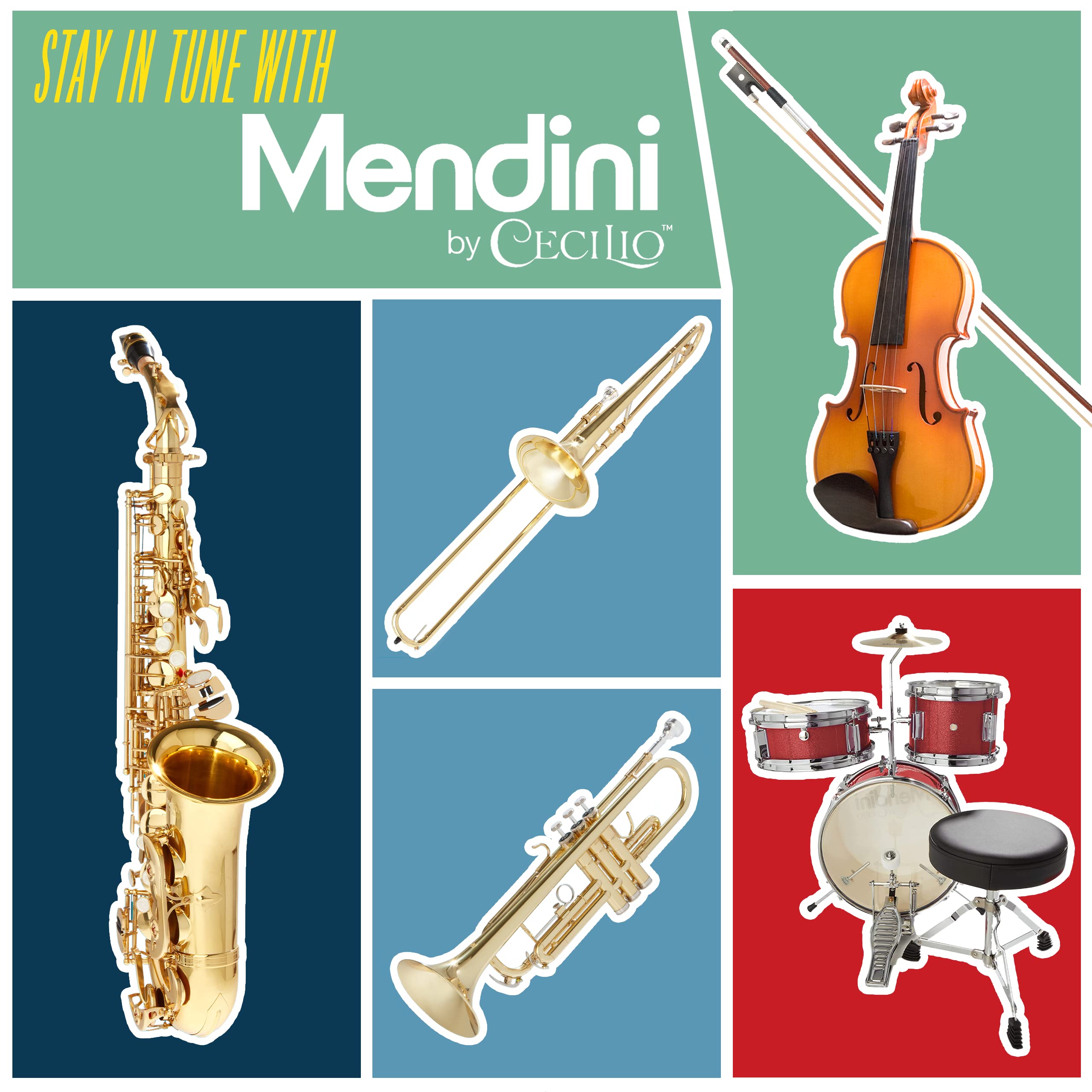 Mendini by Cecilio Violin 4/4 Full Size Set For Beginners - Hand Carved Acoustic Violins Set - Fiddle Solidwood Kit with Hard Case, Two Bows, Tuner, Rosin, Shoulder Rest, Extra Strings, Lesson Book