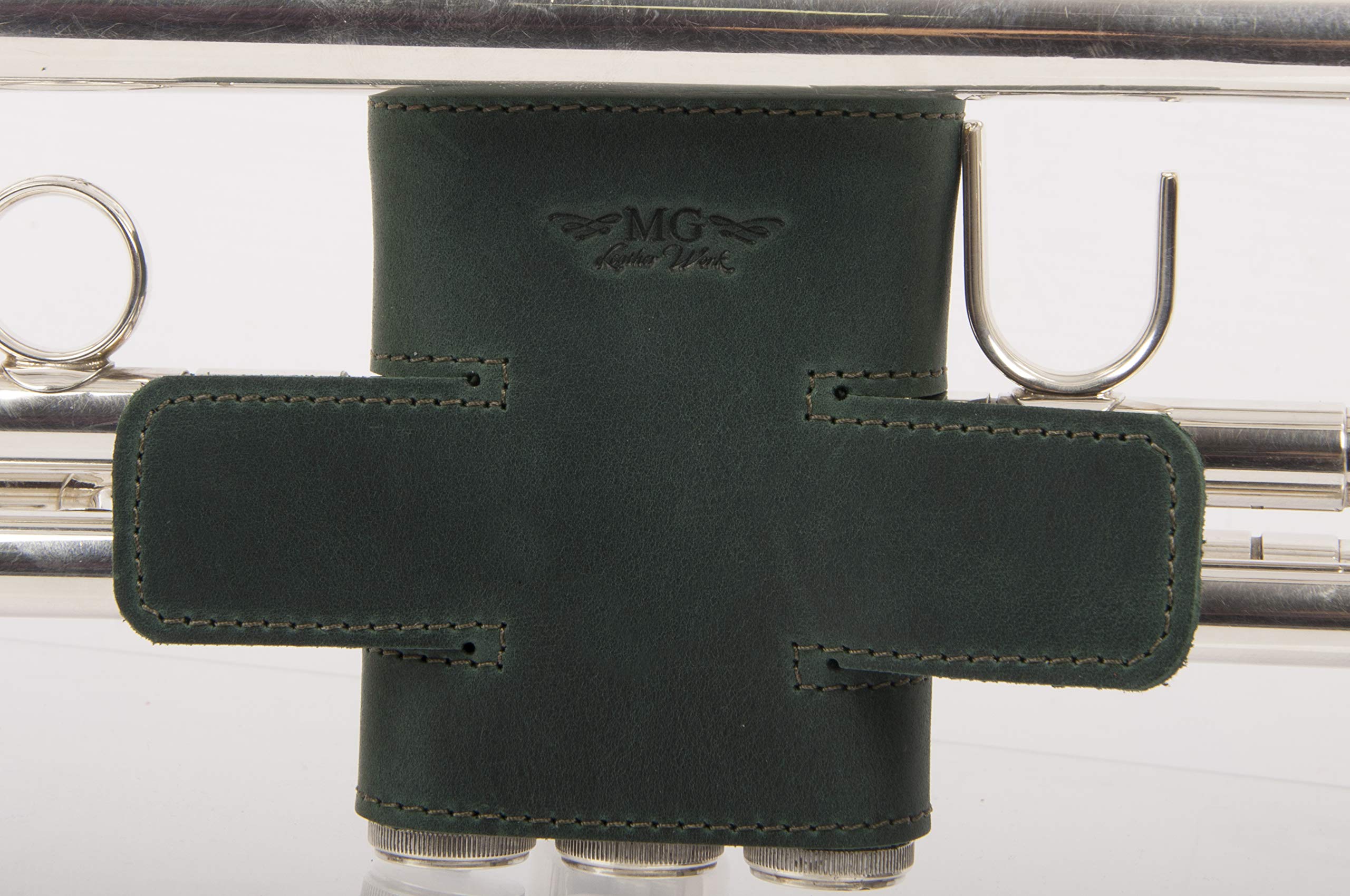 Trumpet Valve Guard XL Genuine Leather Protection Trumpet Valve Cover Valve Wrap (Green)