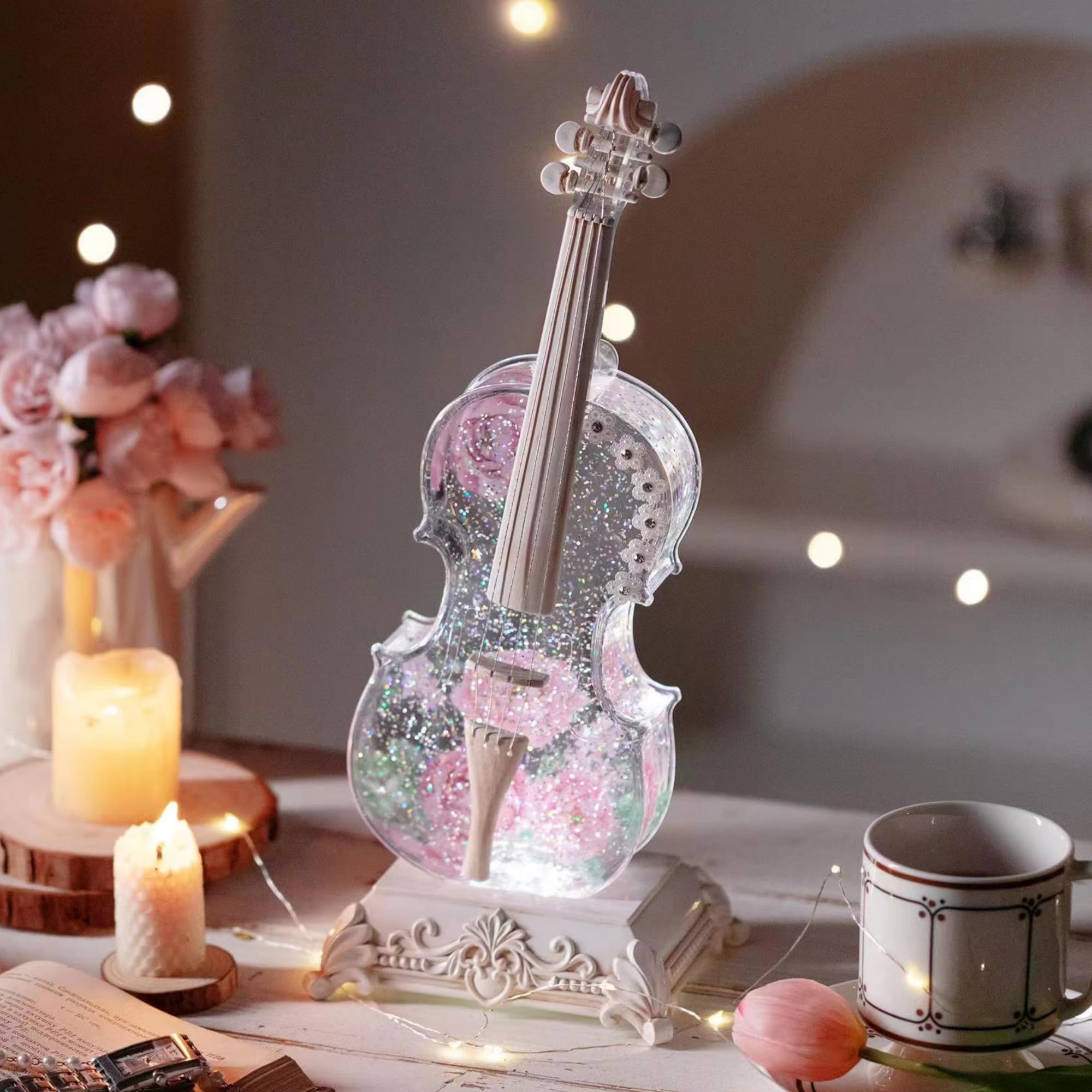 Violin Snow Globe Music Box Gifts for Kids Friends Little Girls Women Granddaughter Sister Violinists Birthday Valentine's Day Weddings Anniversaries Decor Christmas Decorations (Unicorn)