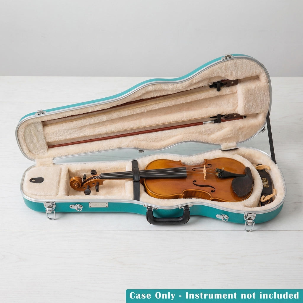 Crossrock Shaped Violin Case for 4/4 Full-Size Violin | Interior Accessory Compartment, 2 Bow Holders, Security Lock, Detachable Shoulder Straps - Black (CRA880VFBK)