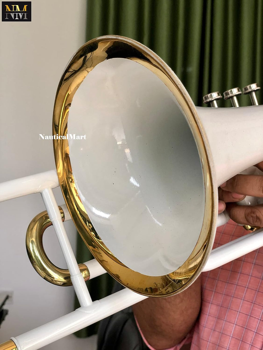 Valve Trombone Bb | White Brass Finish | Phosphorus Copper Lead Pipe | Smooth Action Valves | Includes Carry Case