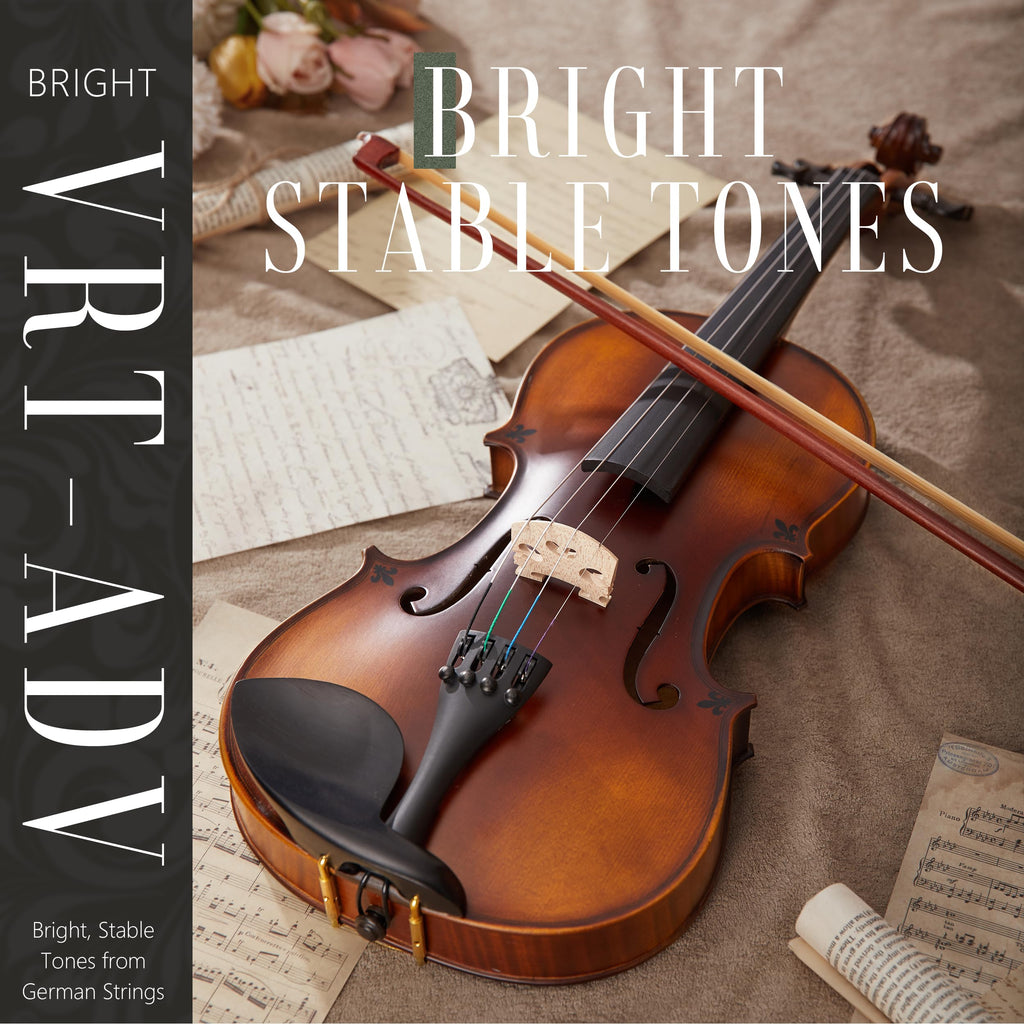 AKLOT Handcrafted Full Size Violin: Solid Wood Matte Fiddle, Acoustic Beginner 4/4 Violin Kit with Hard Case, Lesson Book, Bow, Shoulder Rest, Extra Strings, Tuner, Fretboard Stickers (VRT-AmiCS)