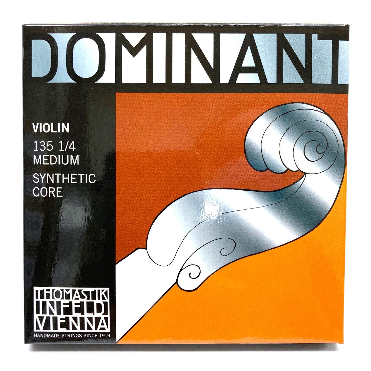 Thomastik-Infeld Dominant Violin String Set, 4/4 Size, Medium Tension - 135B - Synthetic Core A, D, G with Stainless Steel E, Removable Ball - Clear & Balanced Tone, The Reference Standard for Violin