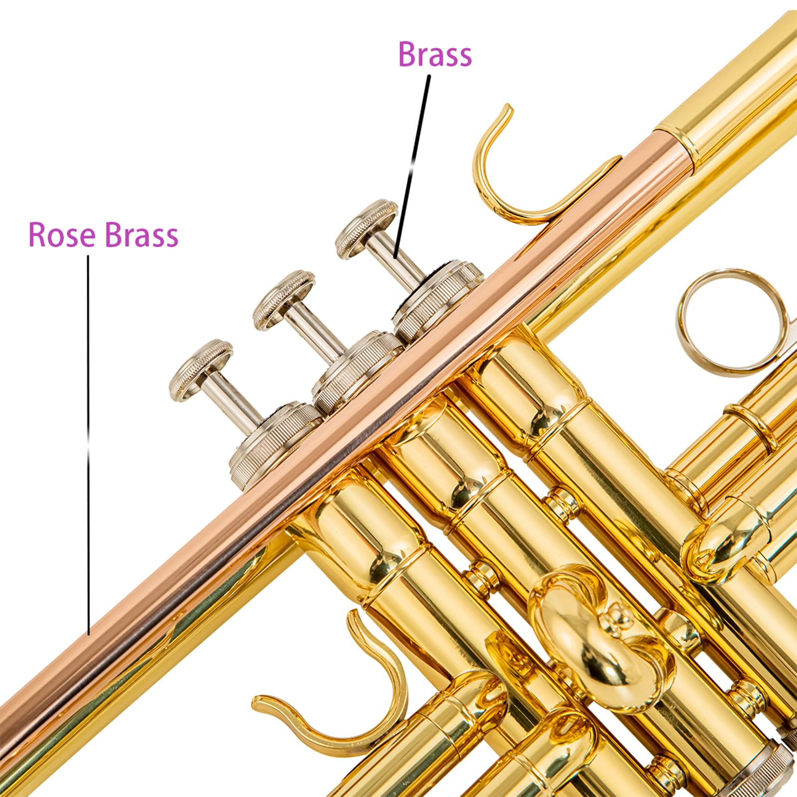 Bb trumpets red gold brass leadpipe mouthpipe advanced student professional trumpet Musical Instruments For Beginner Adults (710 gold brass)
