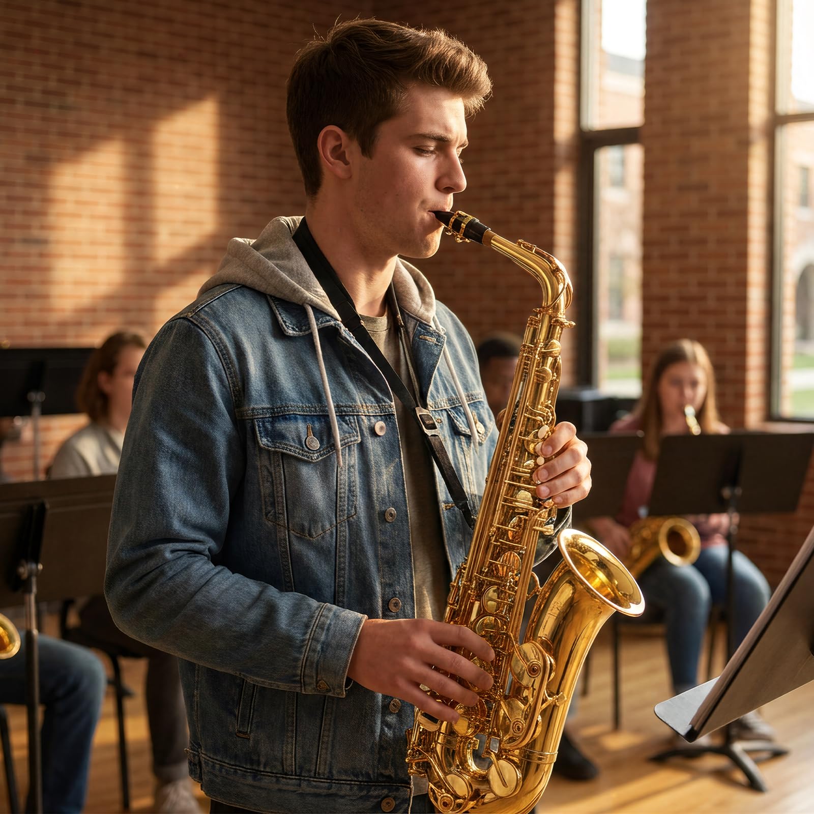 LeSage Alto Saxphone E Flat for Beginners Student School Band Alto Sax Gold Lacquer Music Instrument Saxofon With Carrying Sax Case