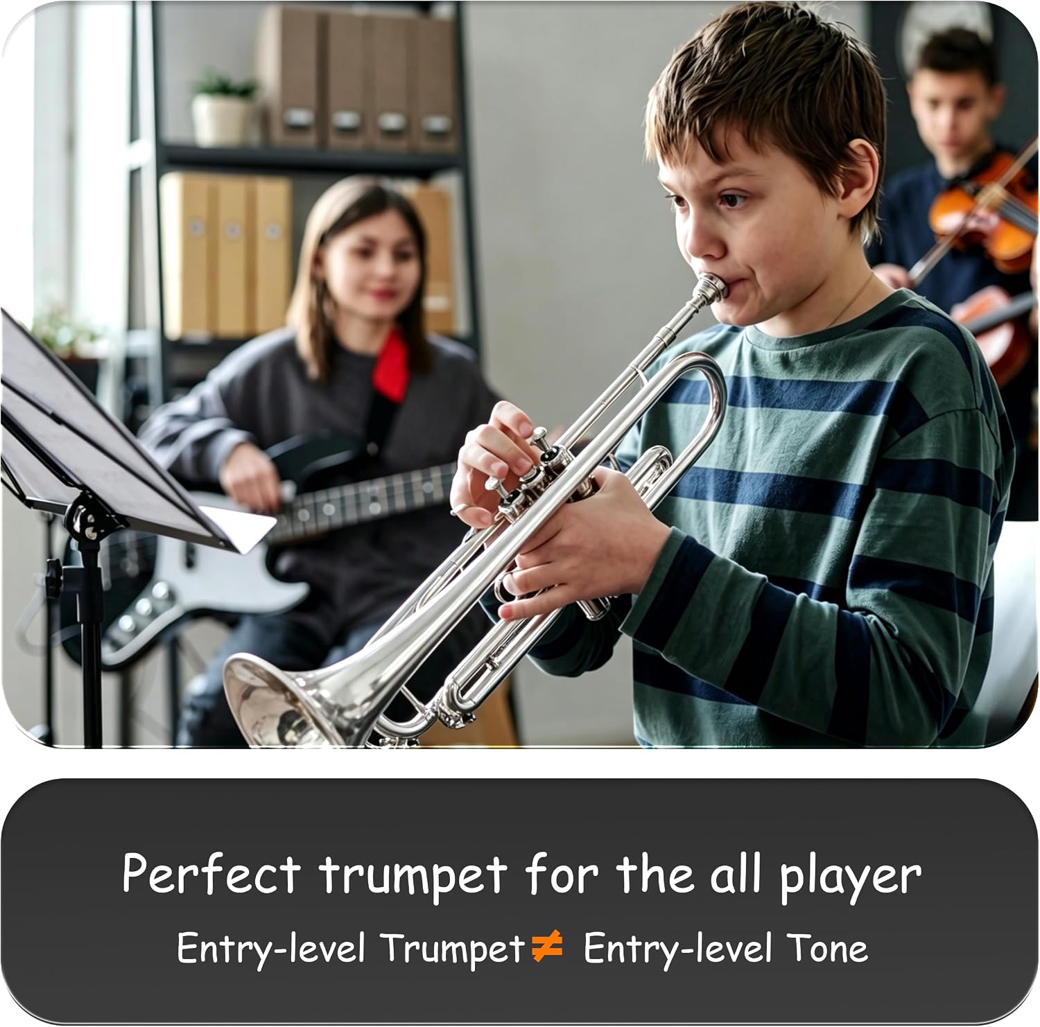 AKLOT Weighted Leadpipe Bb Trumpet: Satin Silver, Mouthpiece Booster, 7C Mouthpiece*2, Beginner & Intermediate Standard Trumpet Instrument, Trompeta Musicale with Hard Case, Lesson Book, Cleaning Kit