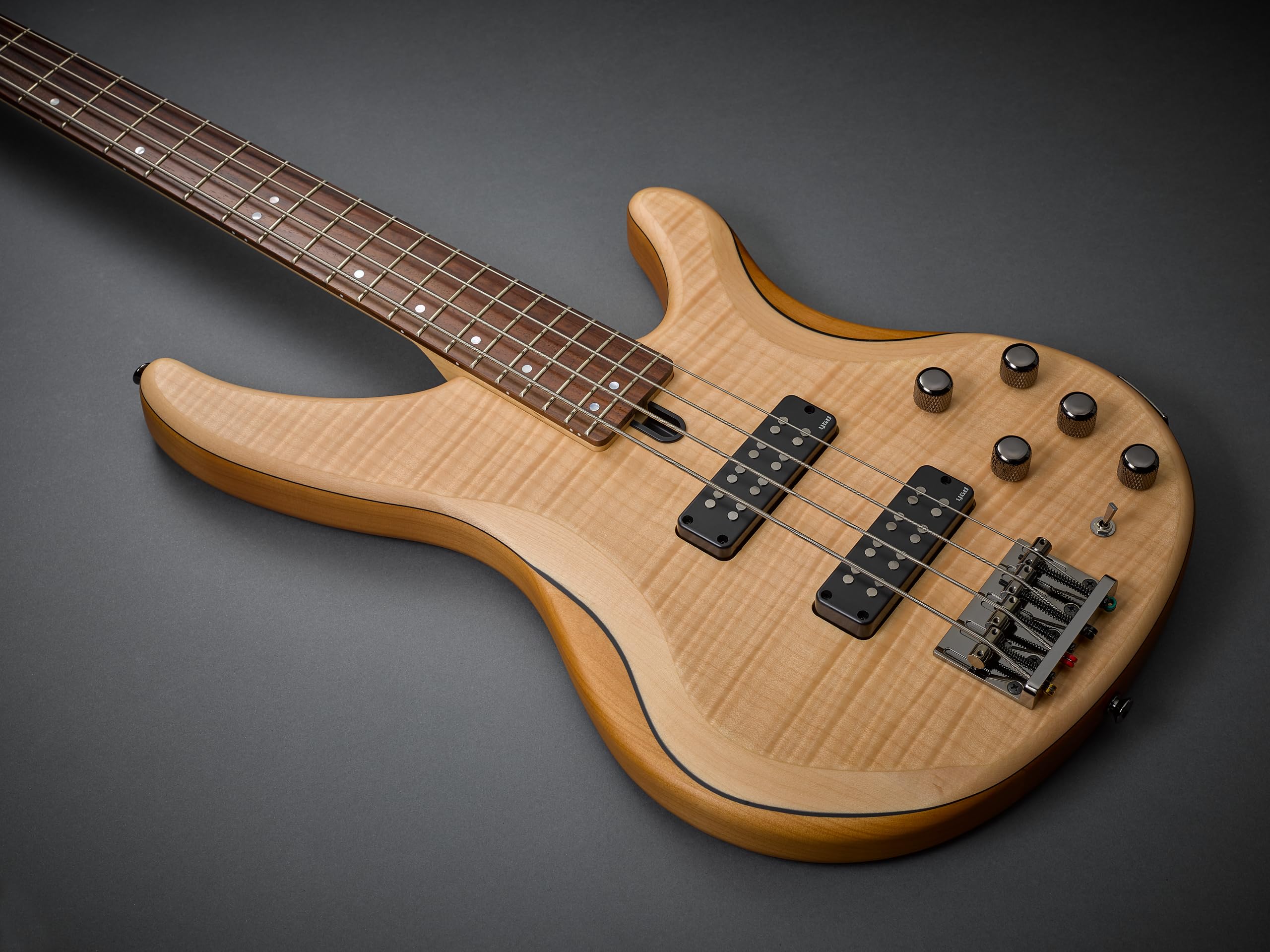 Yamaha TRBX604 4-String Flamed Maple Bass Guitar, Indigo Blue