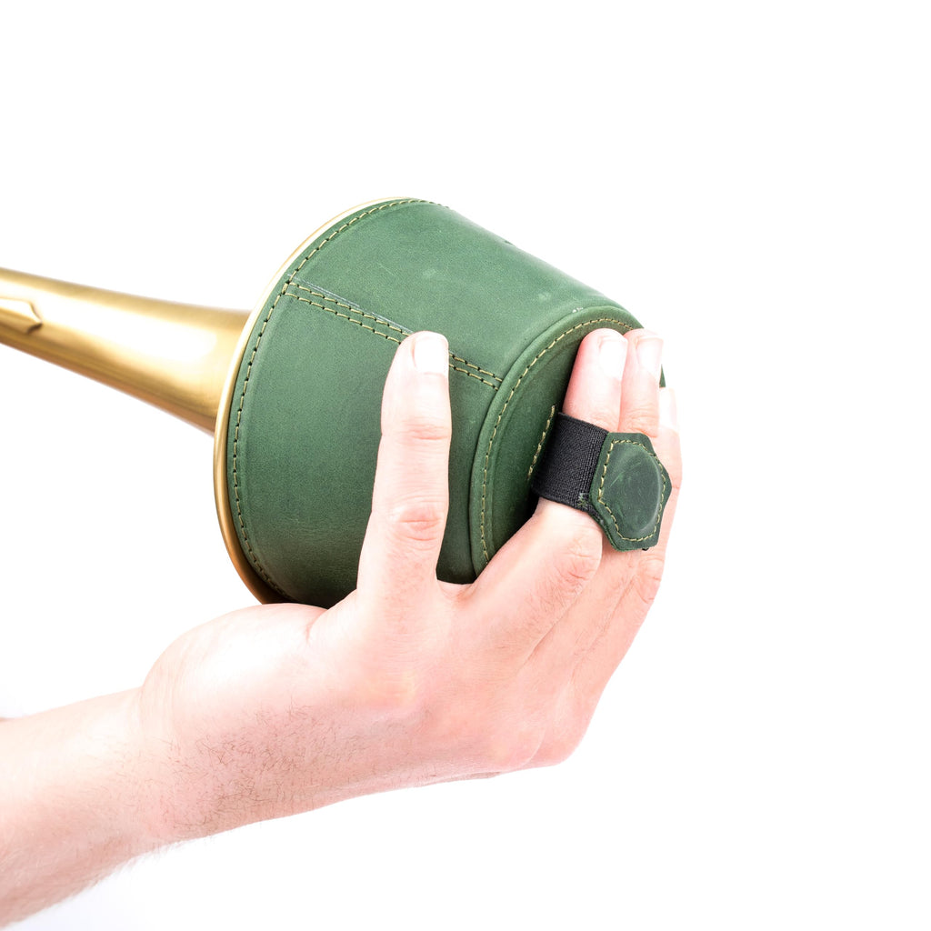 Trombone magnetic mute, lightweight leather mute for jazz and classical trombone players by MG Leather Work (Black)
