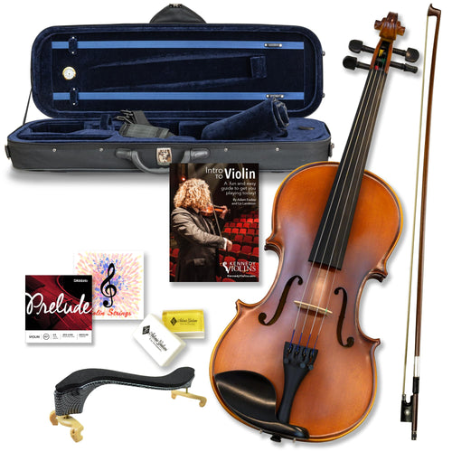 Bunnel Premier Violin Clearance Outfit 4/4 Full Size - Carrying Case and Accessories Included - Solid Maple Wood and Ebony Fittings By Kennedy Violins