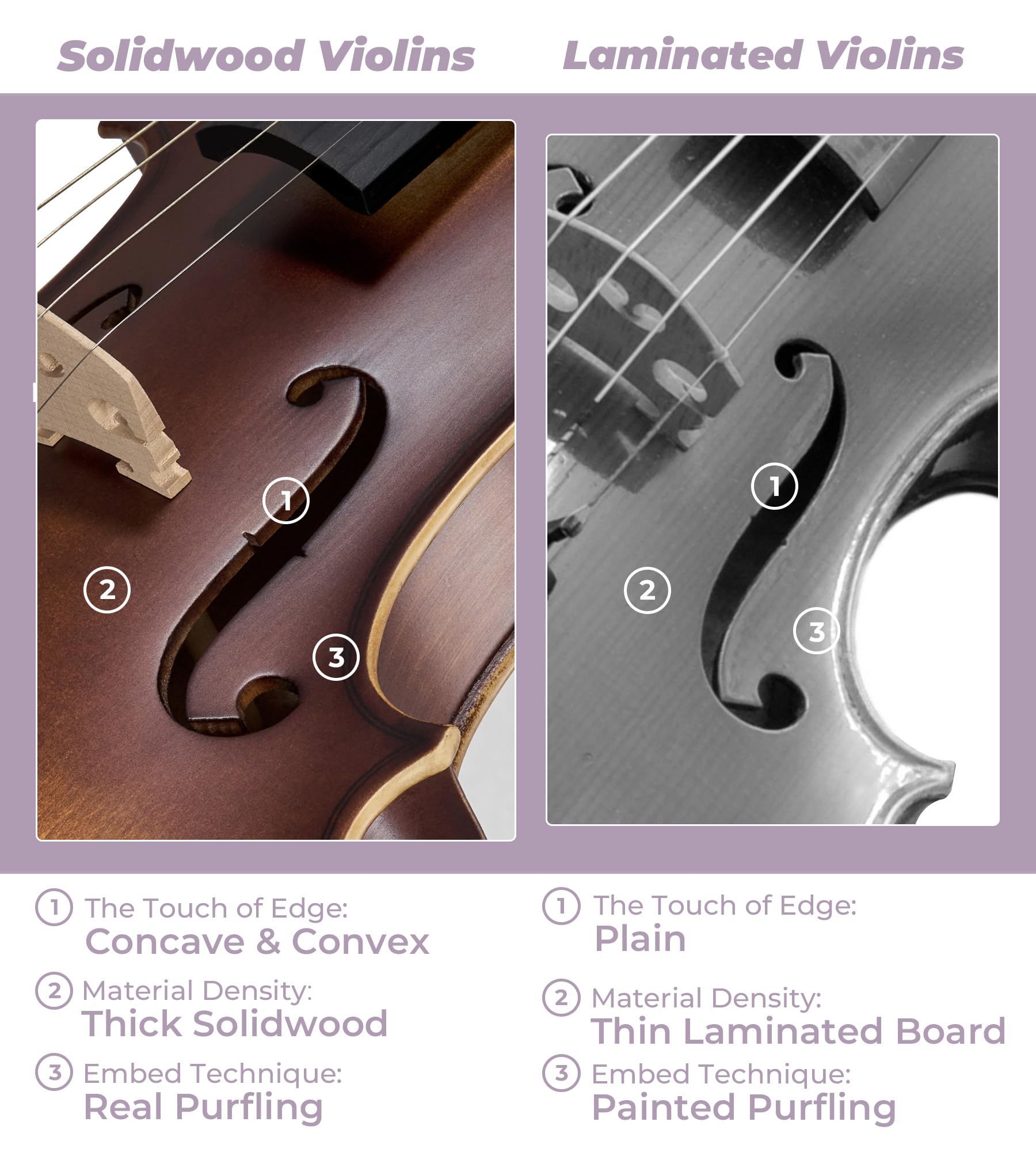 Vangoa Violin 4/4 Full Size Set, Varnish Fiddle Solid Wood for Professional Adults Senior Intermediate Beginners Student Starter Acoustic Violins Kit Outfit with Ebony Fitted, Hard Case, Right Handed