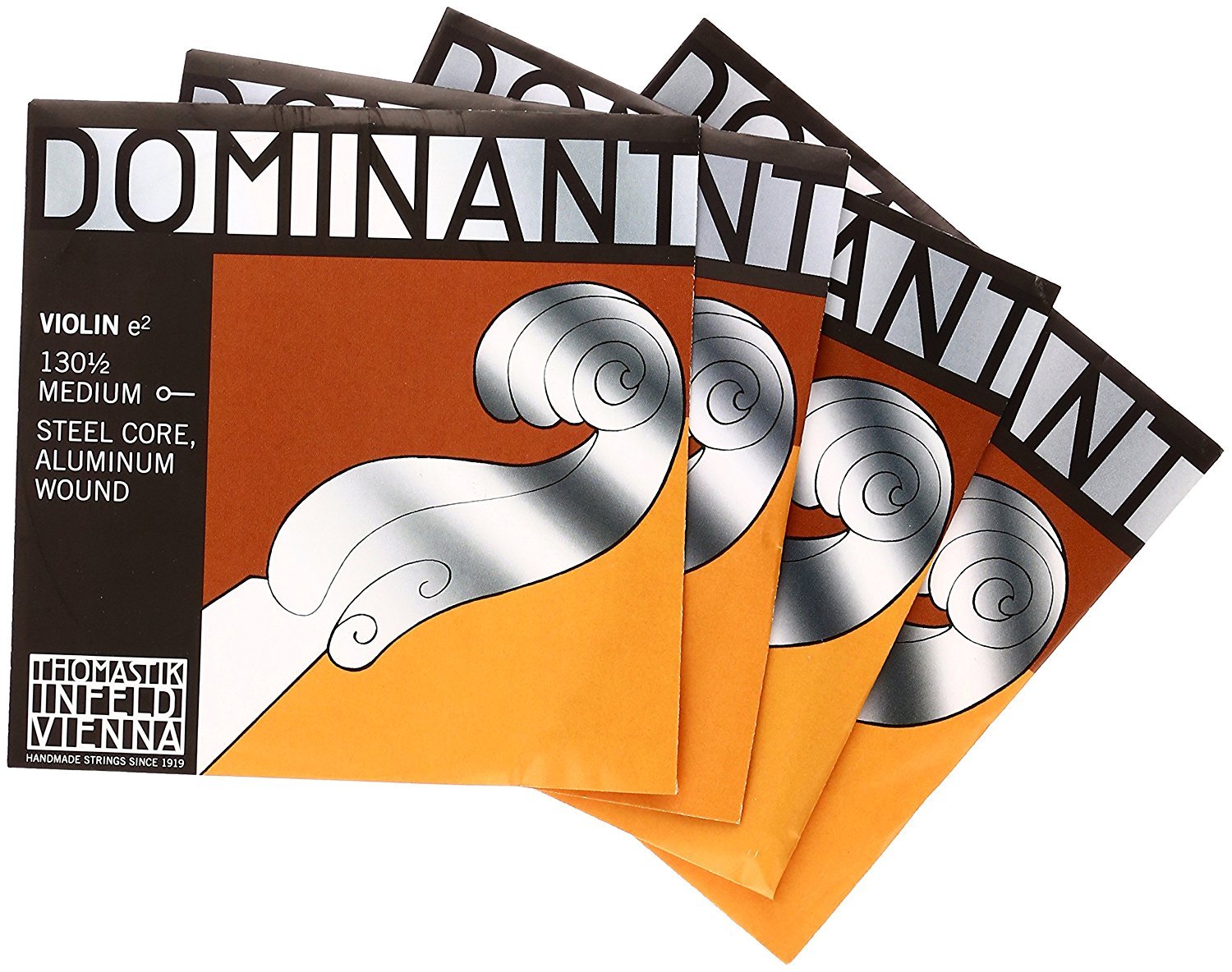 Thomastik-Infeld Dominant Violin String Set, 4/4 Size, Medium Tension - 135B - Synthetic Core A, D, G with Stainless Steel E, Removable Ball - Clear & Balanced Tone, The Reference Standard for Violin