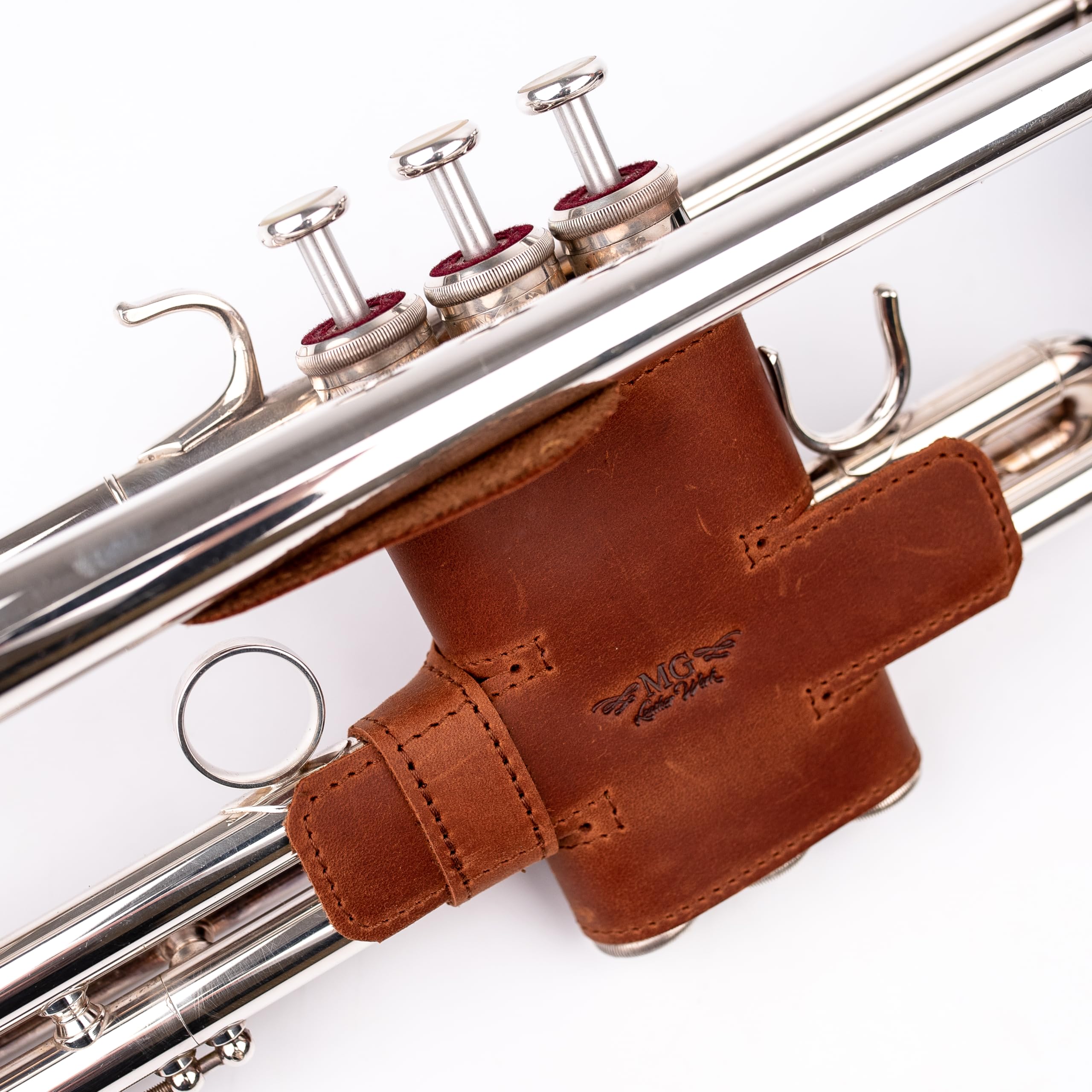 Trumpet Valve Guard XL Genuine Leather Protection Trumpet Valve Cover Valve Wrap (Green)