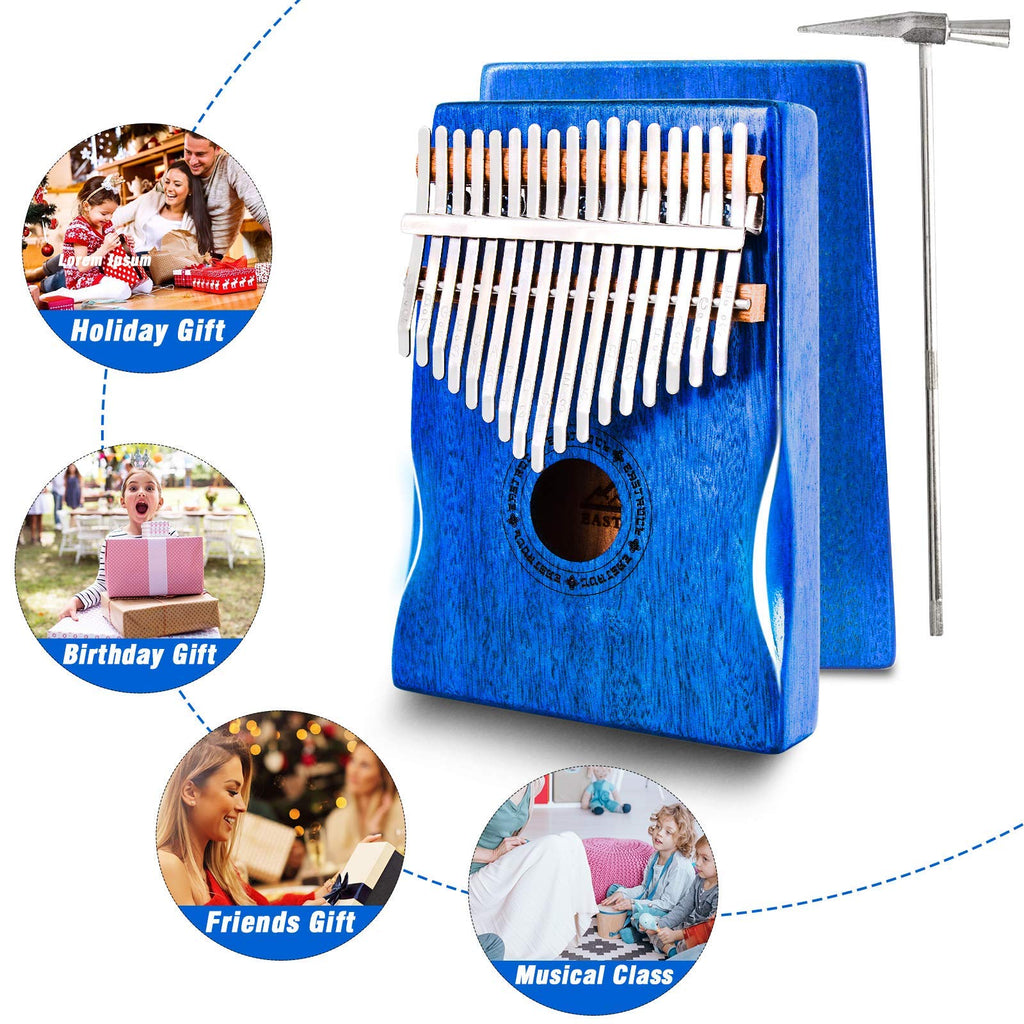 EASTROCK 17 Key Electric Kalimba Thumb Piano Built-in Pickup Professional Electric Kalimba Finger Piano for Kid Adults Beginners Professional (Mahogany Hand Rest EQ)