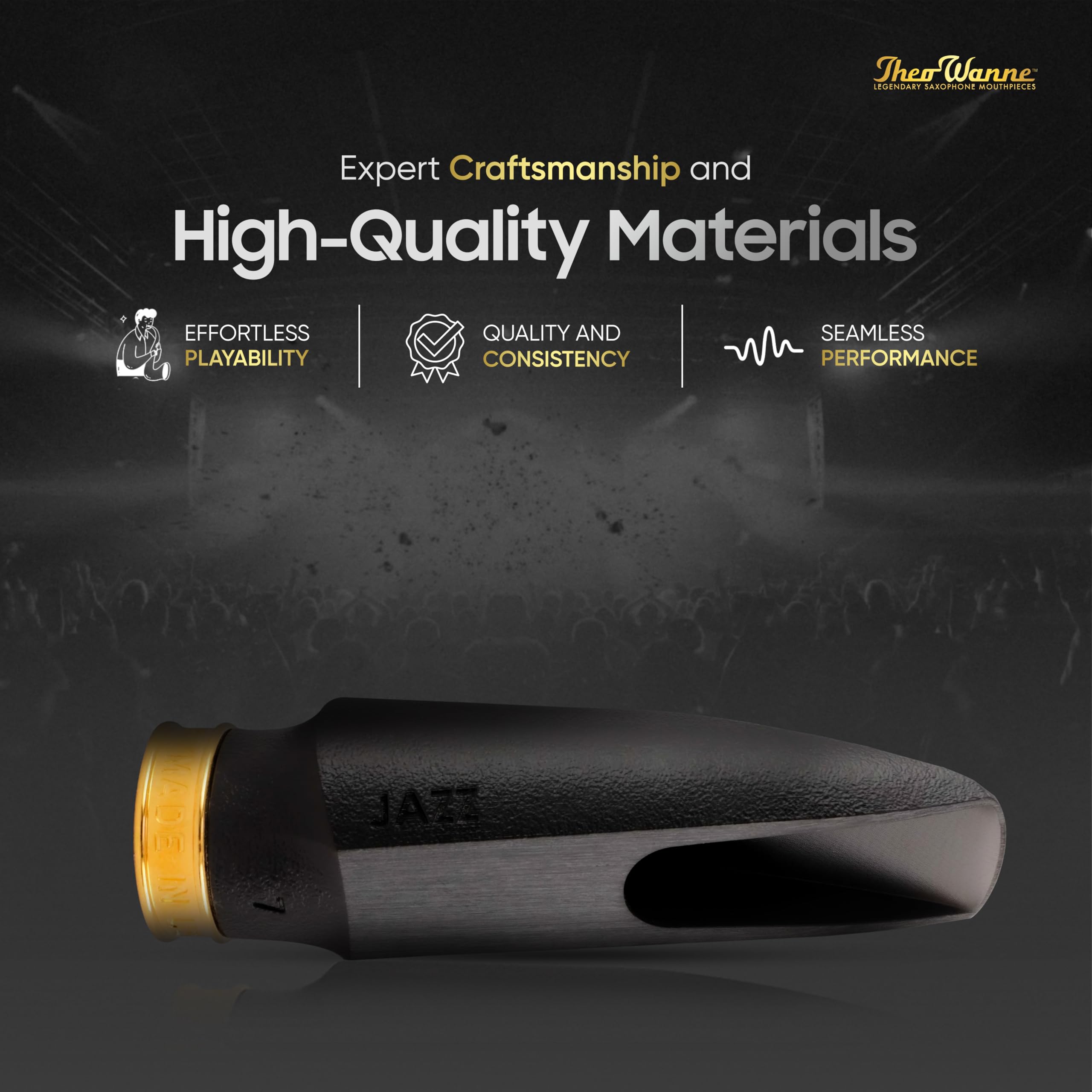 Theo Wanne ESSENTIALS Jazz Alto Saxophone Mouthpiece with Medium Chamber, Roll-Over Baffle & Balanced Tone for Smooth Jazz, Classic & Big Band - Exceptional Clarity Sax Mouthpiece - Size 7 (0.081")