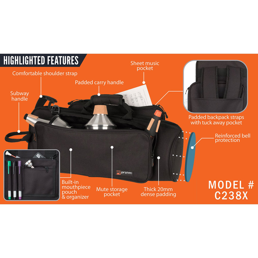 Protec Explorer Series Trumpet Bag with Sheet Music & Mute Storage Pocket, Model C238X
