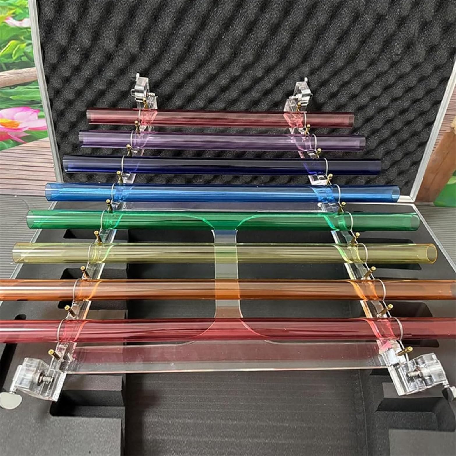 Hand Stand Quartz Crystal Singing Harp + Crystal Mallet and Aluminum Alloy Box, Healing Crystal Musical Instrument for Sound Bath Studio Gym Meditation Room A-432hz